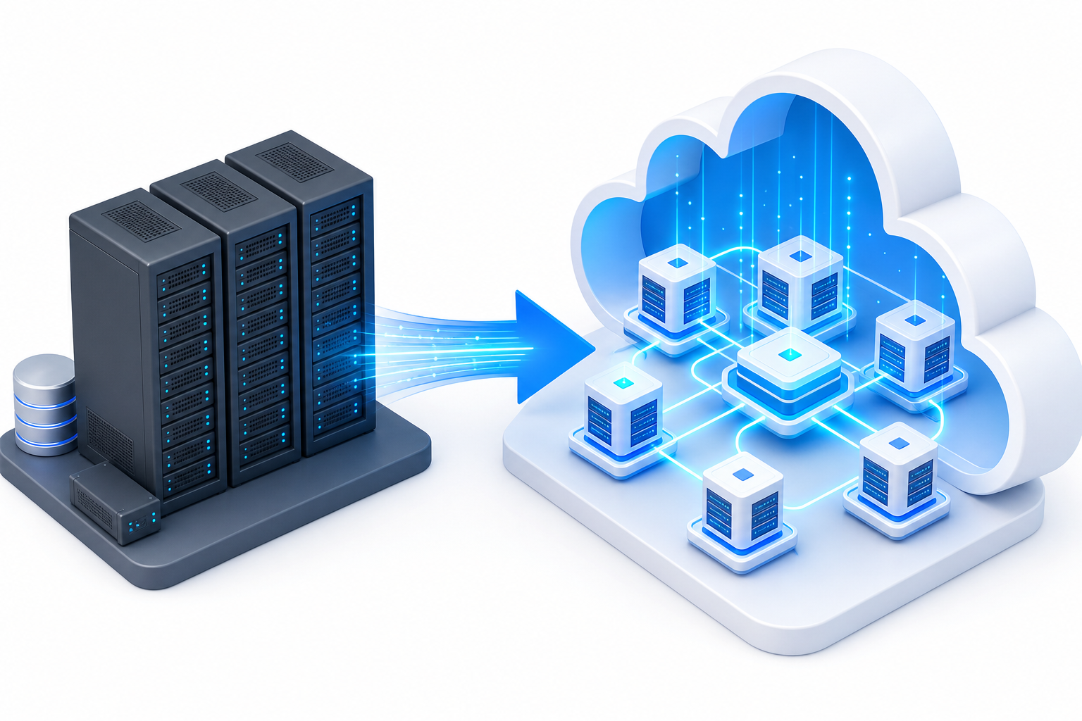 3D render of on-premise to cloud migration